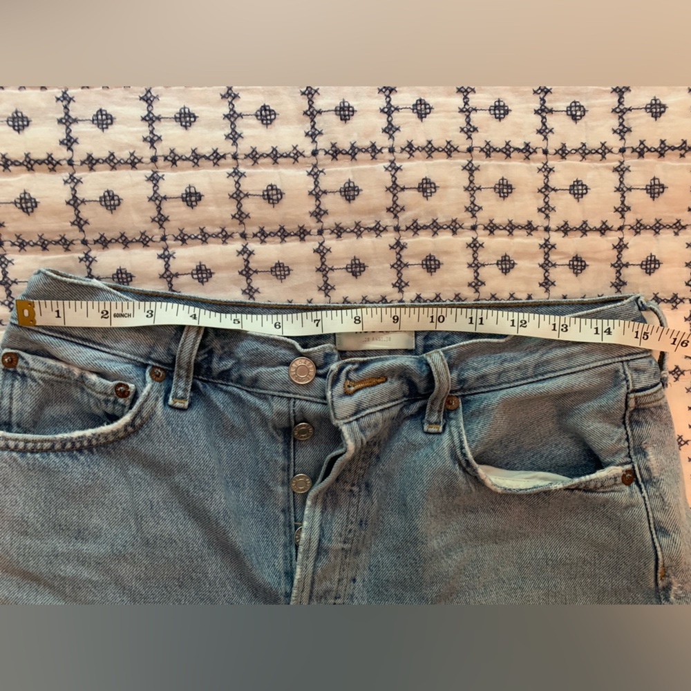 AGOLDE High-Rise Rolled Hem Dame Denim Shorts - Light Blue, EUC Size 28 - Picture 5 of 7